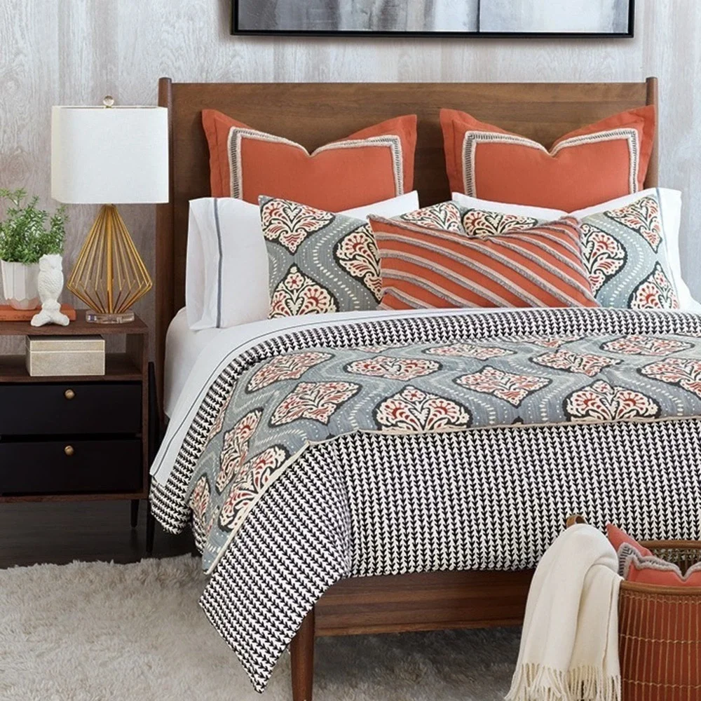 Eastern Accents Niche Pair of Pillow Covers Orange Tangerine Linen Euro Square